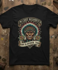 I'M CHIEF KICKABITCH FROM SLAPAHОЕ TRIBE unique graphic design printed on comfortable cotton t-shirt