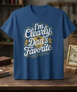 I'm Clearly Dad's Favorite t-shirt with vintage crest design and lions