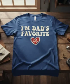 I'm Dad's Favorite T-Shirt with a heart graphic featuring gears