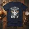 I'm Everything You Dreamt Of But With A Belly humorous quote t-shirt design with graphic of a crowned figure holding
