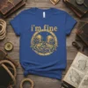 I'm Fine vintage diving helmet t-shirt design with text and ocean waves