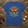 I'm Fluent in Fowl Language t-shirt design with two roosters and a sunset graphic