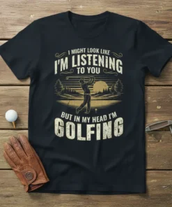 I Might Look Like I'm Listening To You But In My Head I'm Golfing t-shirt with golfer graphic