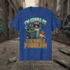 Raccoon in a trash can with the quote "I'm Gonna Be The Whole Problem" on a blue t-shirt