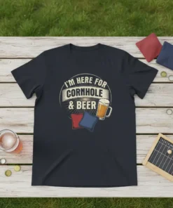 I'M HERE FOR CORNHALE & BEER creative graphic design printed on comfortable cotton t-shirt