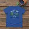 T-shirt with "I'm Just Here For The Blueberries" text and watercolor blueberry graphic