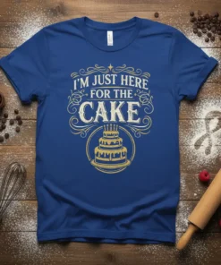 I'm Just Here For The Cake text design with a tiered cake graphic, perfect for birthday parties