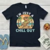 I'm Just A Chill Guy text with a capybara in a hammock on a beach, wearing sunglasses and a Hawaiian