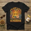 I'm Just A Ray Of Fucking Sunshine retro sun and floral graphic t-shirt design in vibrant colors