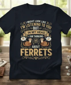 Black t-shirt with the quote "I Might Look Like I'm Listening To You But In My Head I Am Thinking