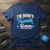 I'm Mom's Favorite Son t-shirt with neon-style text and heartbeat graphic