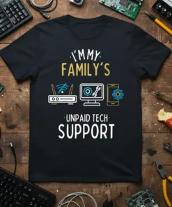 I'MMY FAMILY'S UNPAID TECH SUPPORT creative graphic design printed on comfortable cotton t-shirt