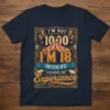 Vintage circus-themed t-shirt featuring the quote "I'm Not 1000 I'm 18 With 82 Years Of Experience" in decorative typography