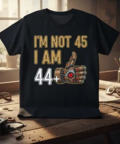 I'm Not 45 I Am 44+| detailed graphic design printed on comfortable cotton t-shirt