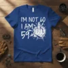 I'm Not 60 I Am 59+ funny birthday t-shirt design with middle finger graphic and bold white text