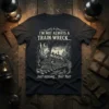 I'm Not Always A Train Wreck quote with a vintage steam train graphic on a black t-shirt