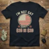 I'm Not Gay But $20 Is $20 T-Shirt design with American flag circle and money motif