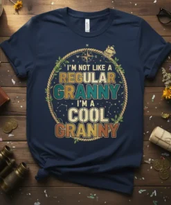I'm Not Like A Regular Granny I'm A Cool Granny quote t-shirt with vintage compass and ship graphic