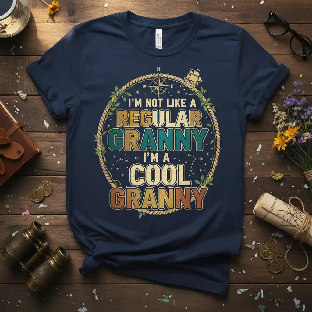 I'm Not Like A Regular Granny I'm A Cool Granny quote design with nautical compass and ship graphic