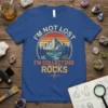 I'm Not Lost I'm Collecting Rocks vintage mountain sunset t-shirt design for rock collectors