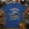 I'm Not Old I'm A Classic Custom Built text with a blue vintage car graphic on a t-shirt
