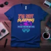 Neon retro graphic t-shirt with the text "I'm Not Sleeping I'm Just Resting My Eyes" and sunglasses illustration