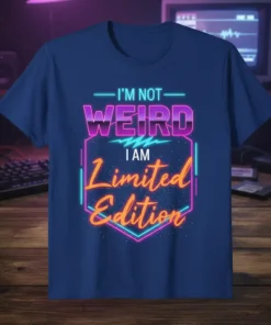 Retro neon graphic t-shirt with text "I'm Not Weird I Am Edition"