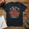 I'm Not Yelling This Is Just My Football Coach Voice t-shirt with football helmet graphic and red distressed text