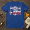 Blue t-shirt with white and red text "I'm Not Yelling I'm Filipino" in a tribal pattern, featuring the Philippine flag