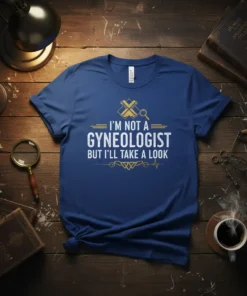 I'm Not A Gynecologist But I'll Take A Look quote t-shirt with medical graphics