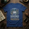 Graphic t-shirt with text "I'm Not a Taxidermist But I'll Gladly Stuff Your Beaver" featuring a steampunk beaver illustration