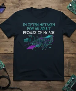 I'm Often Mistaken For An Adult Because Of My Age t-shirt with retro grid design