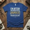 I'm Often Mistaken For An Adult Because Of My Age quote t-shirt with vintage gears graphic