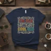 I'm Old But I'm Like Cool Old text design with vintage flair on a navy blue t-shirt