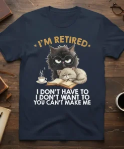 I'm Retired I Don't text design featuring bold typography on quality t-shirt