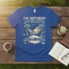 Funny retirement t-shirt with text "I'm Retired I Was Tired Yesterday And Im Tired Again Today" and a sleeping Santa