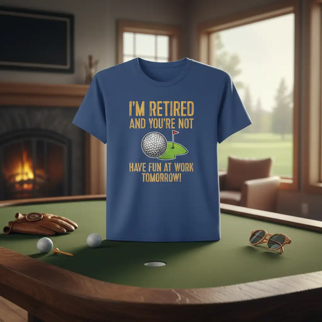 I'm Retired And You're Not Have Fun At Work Tomorrow golf quote t-shirt design