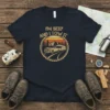 I'm Sexy And I Tow It t-shirt featuring a retro graphic of a truck towing a camper trailer with mountains