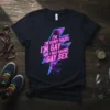 I'm Sorry I'm Late I'm Gay And I Was Having Gay Sex quote on a dark t-shirt with neon lightning