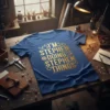 Blue t-shirt with gold text "I'M STEPHEN DOING STEPHEN THINGS" featuring gear and wrench graphics, Stephen name gift