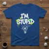 I'M STUPID text design with graffiti spray paint effect and a lightbulb graphic