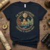I'M THAT LEGENDARY SAM EVERYONE IS TALKING ABOUT text with hot air balloon and mountains graphic on a navy t-shirt