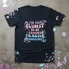 Black t-shirt with "I'm Too Clumsy To Be Around Fragile Masculinity" text in pastel gradient, featuring a shattered effect graphic