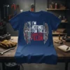 T-shirt with "I'm Voting For The Convicted Felon" text, American flag, wings, and firearms graphic