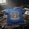 T-shirt with text "I'M VOTING FOR THE CONVICTED FELON FOR THE CONVICTED FELON" in vintage style, featuring an eagle and