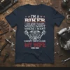 Navy blue t-shirt with distressed red and white text: "I'm A Biker I Do What I Want When I Want