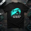 I'M A BOY! I JUST HAVE BETTER HAIR THAN YOU text with aqua hair and glasses graphic on black t-shirt