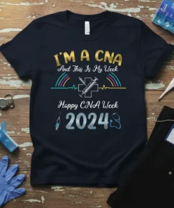I'm A CNA And This Is My Week Happy CNA Week 2024 t-shirt design with medical symbols like a stethoscope