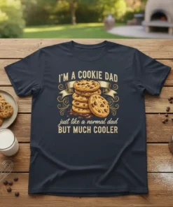 I'm A Cookie Dad just like a normal dad BUT MUCH COOLER text with stack of chocolate chip cookies graphic