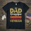 I'm A Dad Grandpa AND A Vietnam Veteran t-shirt design with distressed gold text and a soldier silhouette. Features a